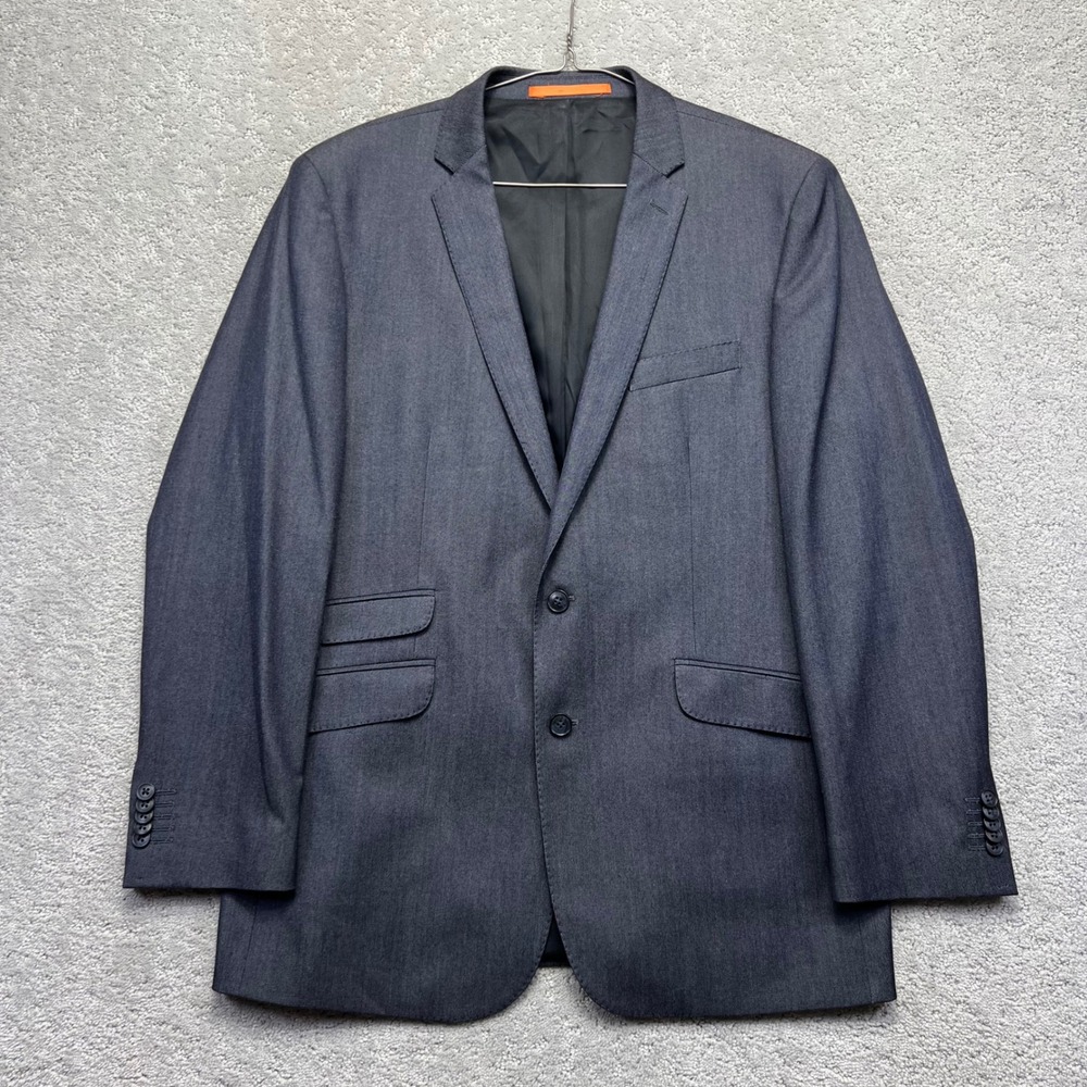 Ben Sherman Blazer Mens 42R Navy Gray Wool Blend Two Button Sport Coat Jacket